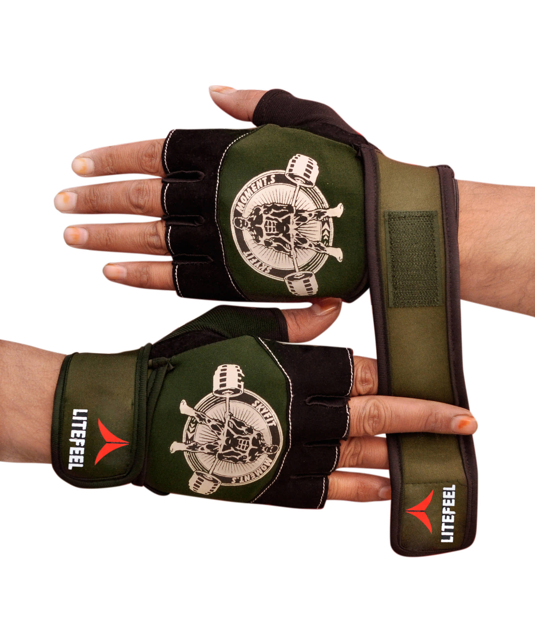 LITEFEEL OLIVE BODY BUILDER Unisex Polyester Gym Gloves For Advanced Fitness Training and Workout With Half-Finger Length - Sports and Fitness Equipment | Buy online on ZillyBuy