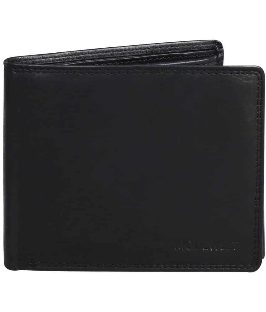 MODEWELT Black Leather Men's Two Fold Wallet ( Pack of 1 ) - Handbags | Buy online on ZillyBuy