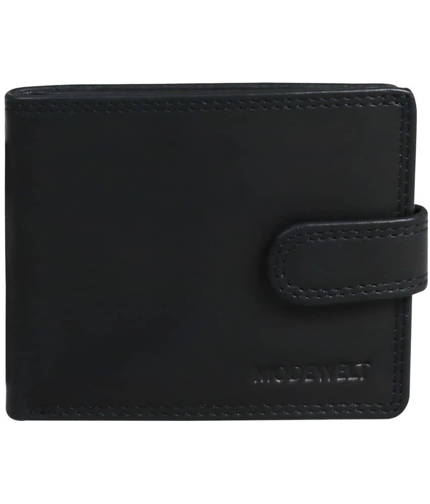 MODEWELT Black Leather Men's Two Fold Wallet ( Pack of 1 ) - Handbags | Buy online on ZillyBuy