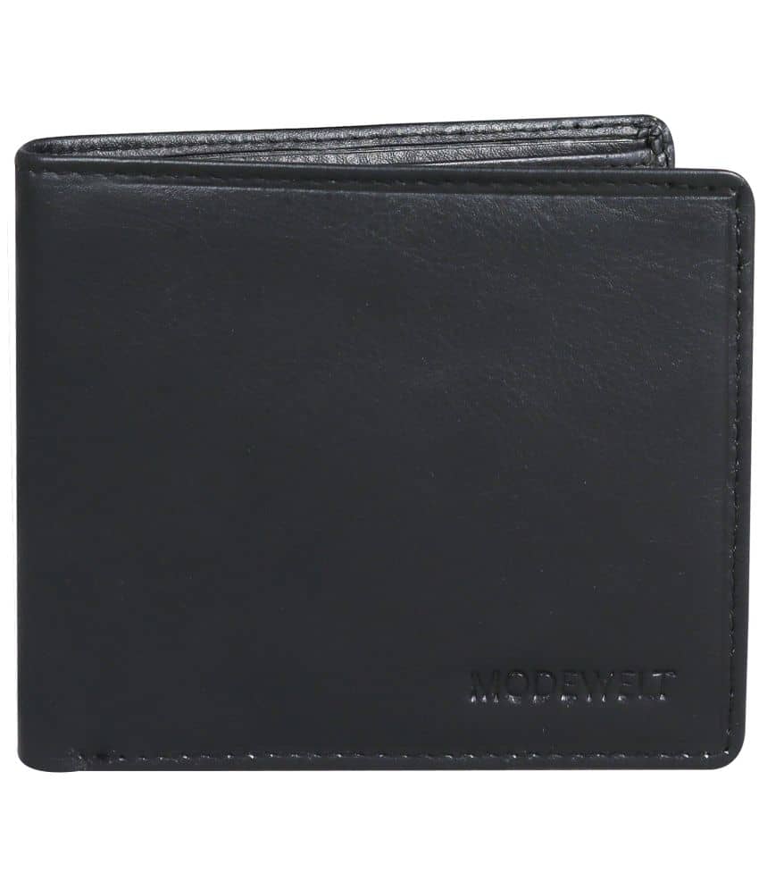 MODEWELT Black Leather Men's Two Fold Wallet ( Pack of 1 ) - Handbags | Buy online on ZillyBuy