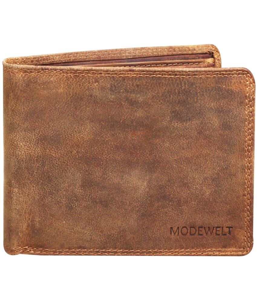     			MODEWELT Brown Leather Men's Two Fold Wallet ( Pack of 1 )