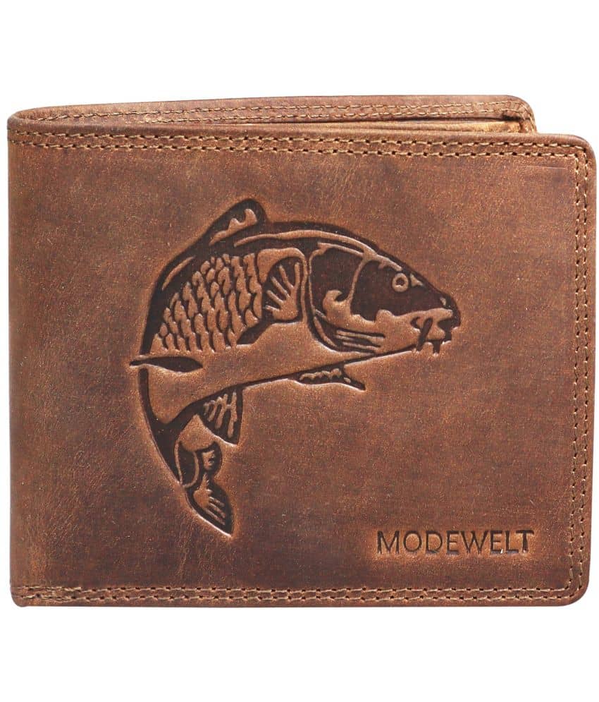MODEWELT Brown Leather Men's Two Fold Wallet ( Pack of 1 ) - Handbags | Buy online on ZillyBuy