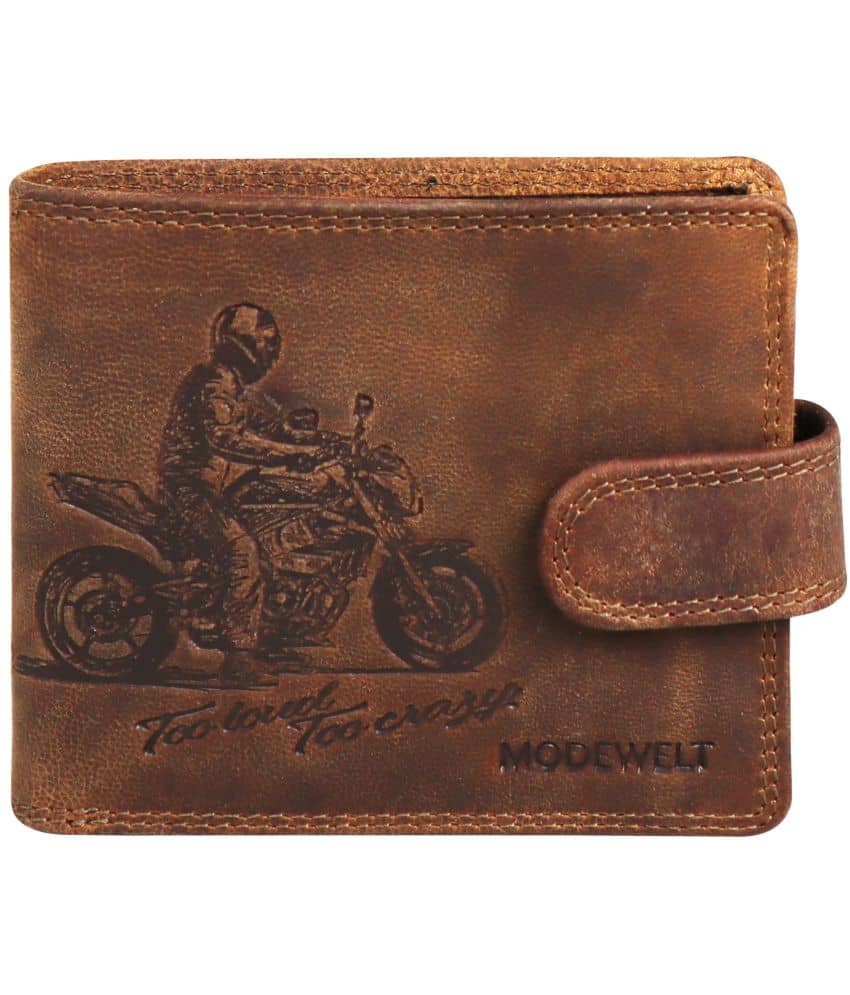 MODEWELT Brown Leather Men's Two Fold Wallet ( Pack of 1 ) - Handbags | Buy online on ZillyBuy