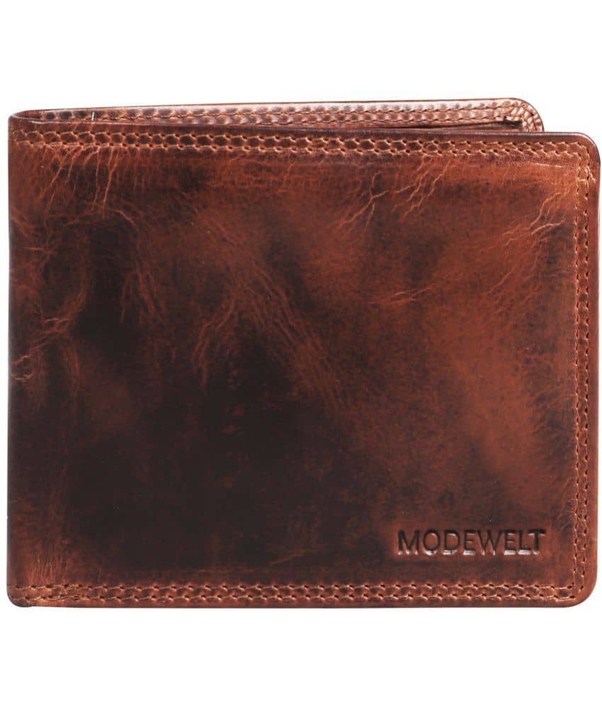 MODEWELT Tan Leather Men's Two Fold Wallet ( Pack of 1 ) - Handbags | Buy online on ZillyBuy