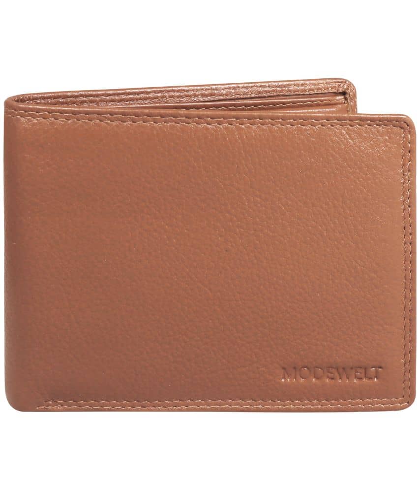 MODEWELT Tan Leather Men's Two Fold Wallet ( Pack of 1 ) - Handbags | Buy online on ZillyBuy