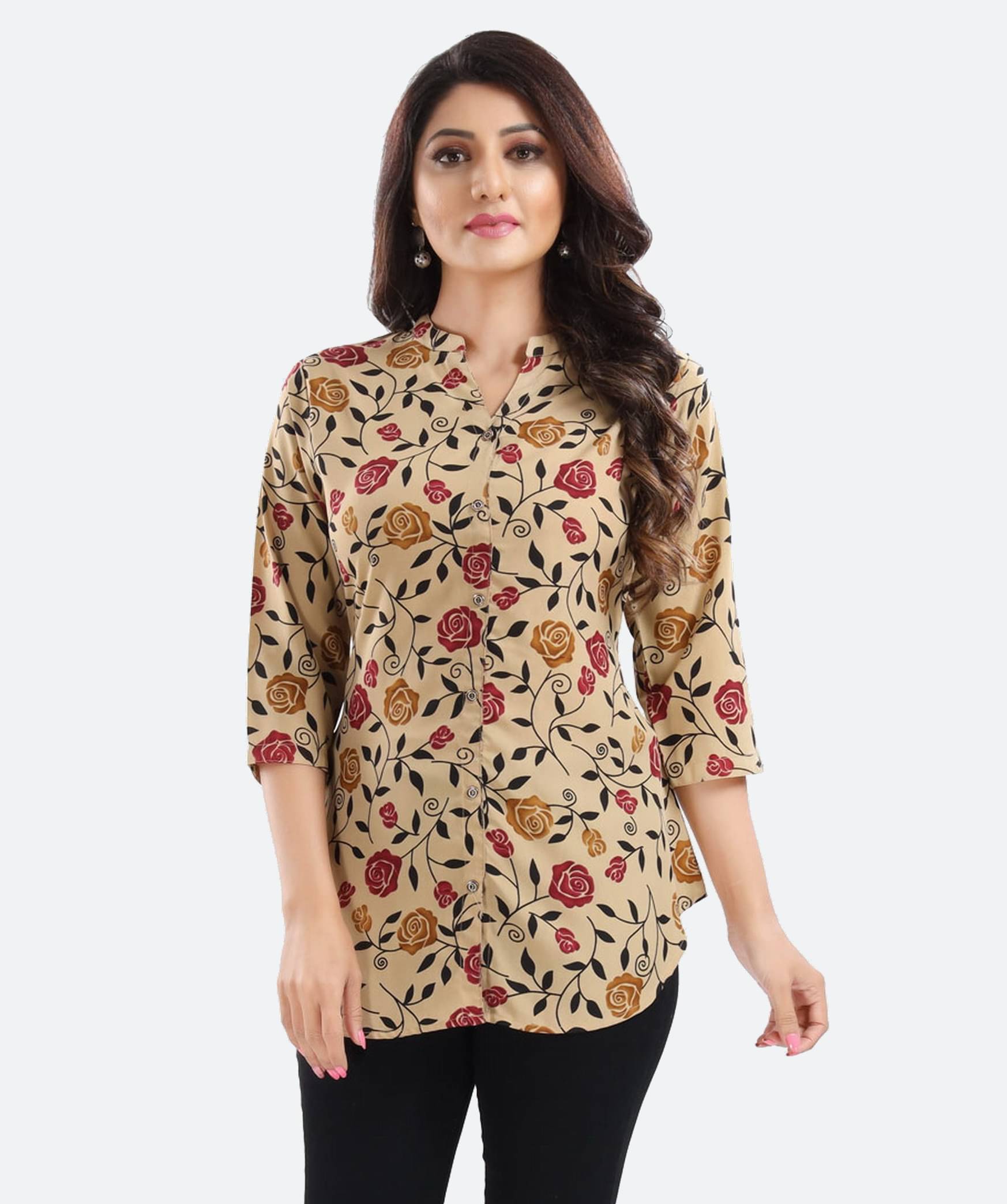 Meher Impex Women's Crepe Regular Top ( Beige ) Meher Impex Women's Crepe Regular Top ( Beige )
