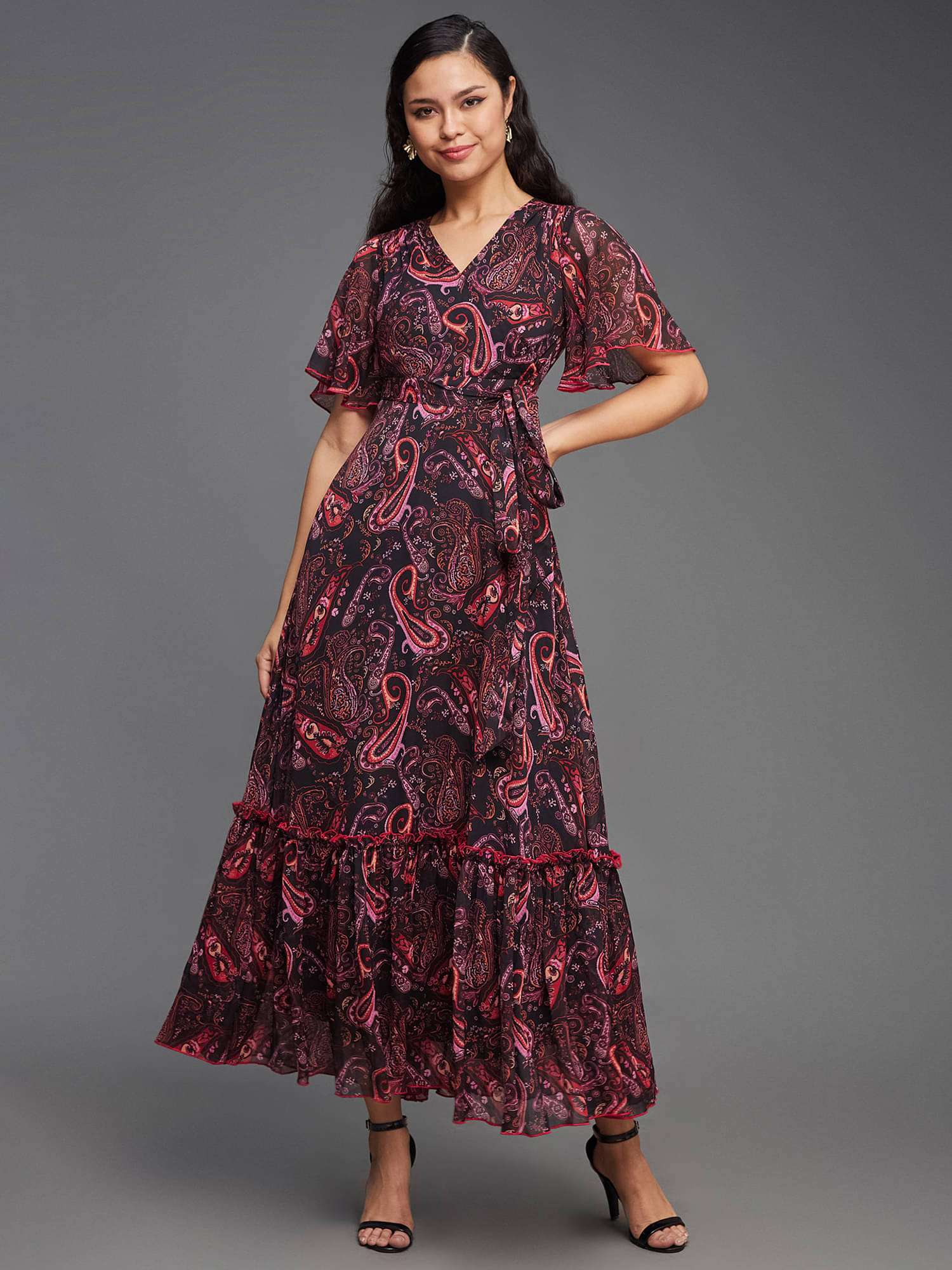 Miss Chase Chiffon Printed Full Length Women's Fit & Flare Dress - Multicolor ( Pack of 1 ) Miss Chase Chiffon Printed Full Length Women's Fit & Flare Dress - Multicolor ( Pack of 1 )