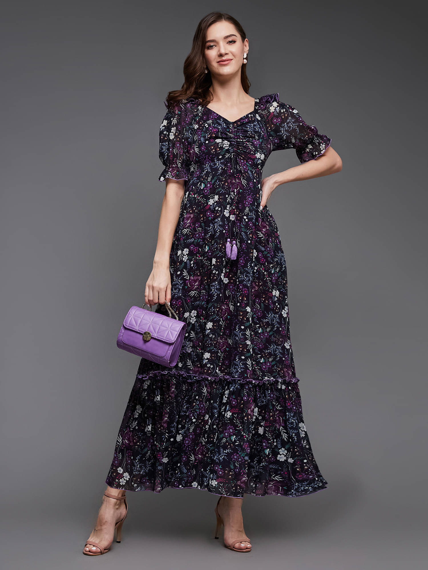 Miss Chase Women Georgette Printed Fit & Flare Dress ( Multicolor ) Miss Chase Women Georgette Printed Fit & Flare Dress ( Multicolor )