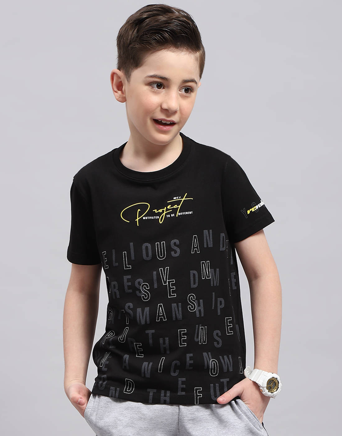     			Monte Carlo Pack of 1 Boys Cotton T-Shirt ( Black )