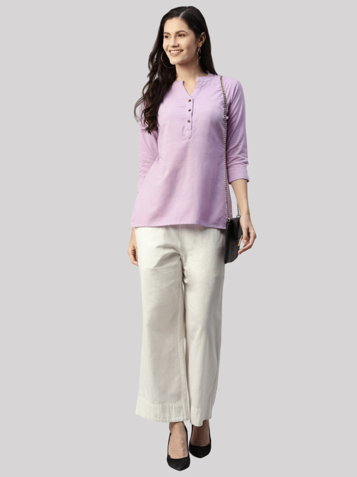     			PP Kurtis Rayon Solid Straight Women's Kurti - Lavender ( Pack of 1 )