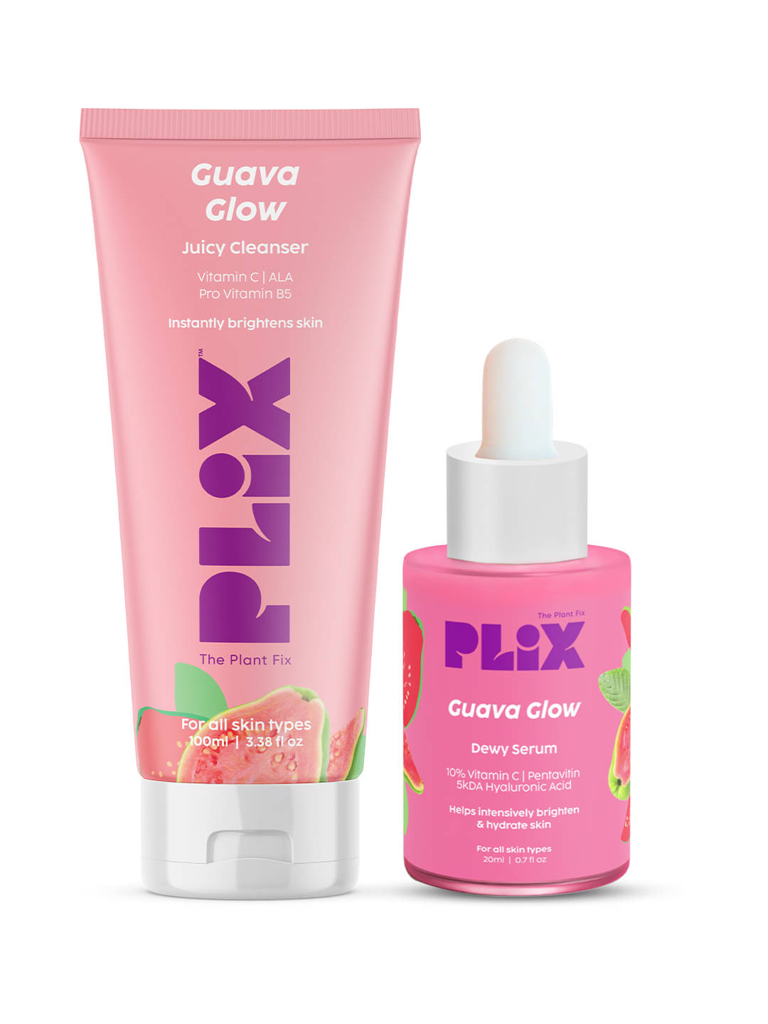     			Plix Vitamin C Guava Combo, Juicy Cleanser & Face Serum For Skin Brightening(Pack of 2)