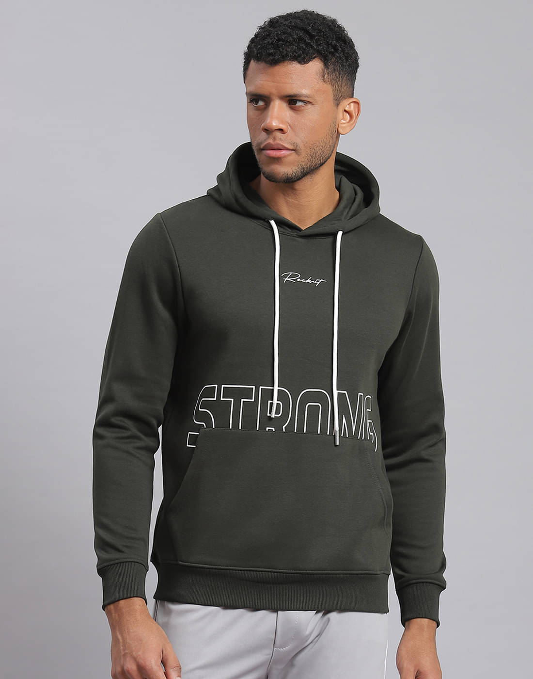 Rock.it Polyester Blend Hooded Men's Sweatshirt - Olive ( Pack of 1 ) Rock.it Polyester Blend Hooded Men's Sweatshirt - Olive ( Pack of 1 )