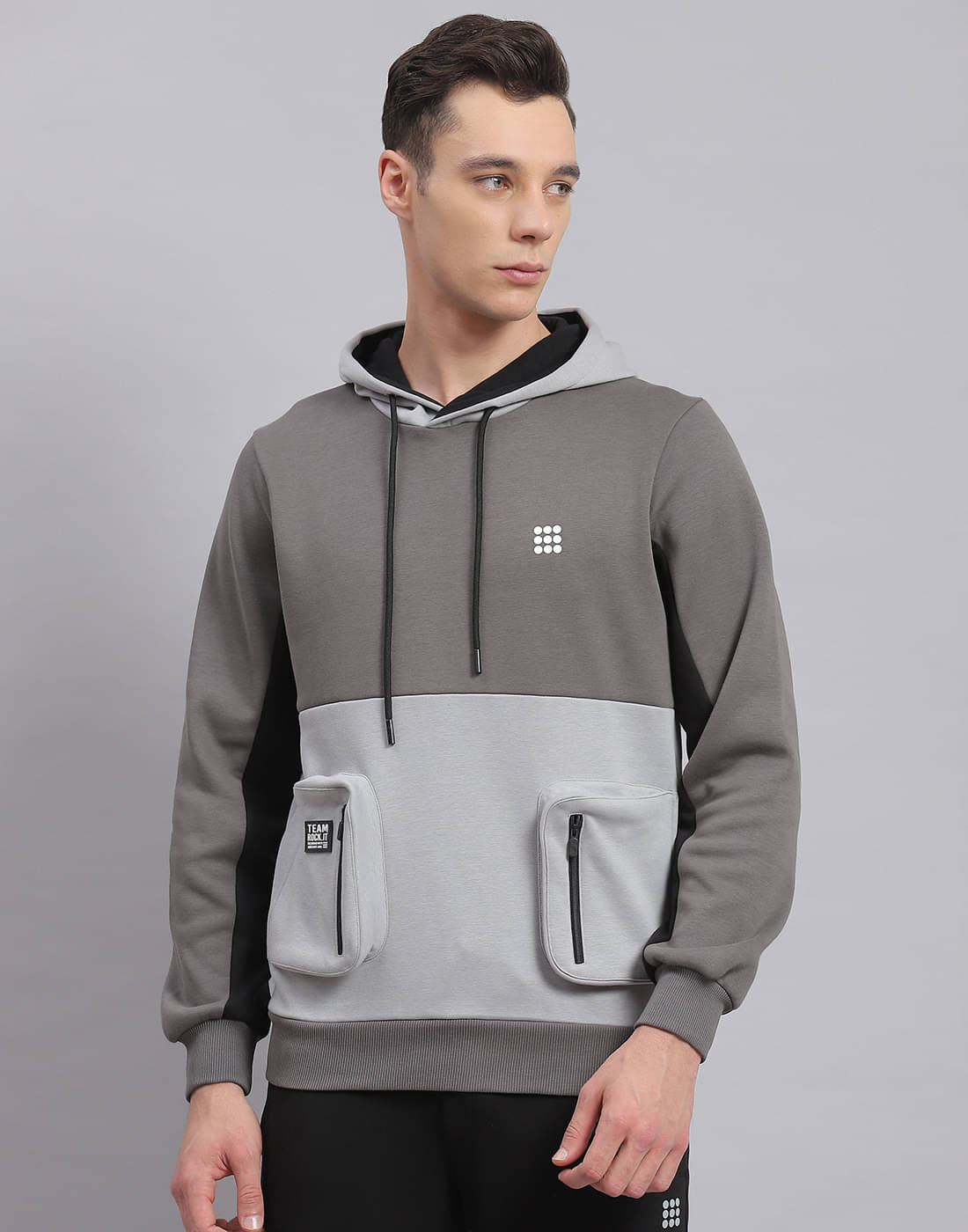     			Rock.it Polyester Blend Hooded Men's Sweatshirt - Grey ( Pack of 1 )