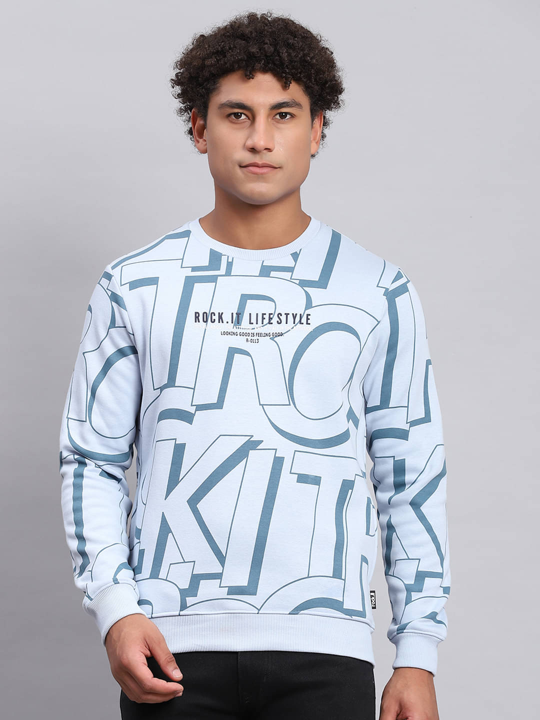 Rock.it Polyester Blend Round Neck Men's Sweatshirt - Blue ( Pack of 1 ) Rock.it Polyester Blend Round Neck Men's Sweatshirt - Blue ( Pack of 1 )