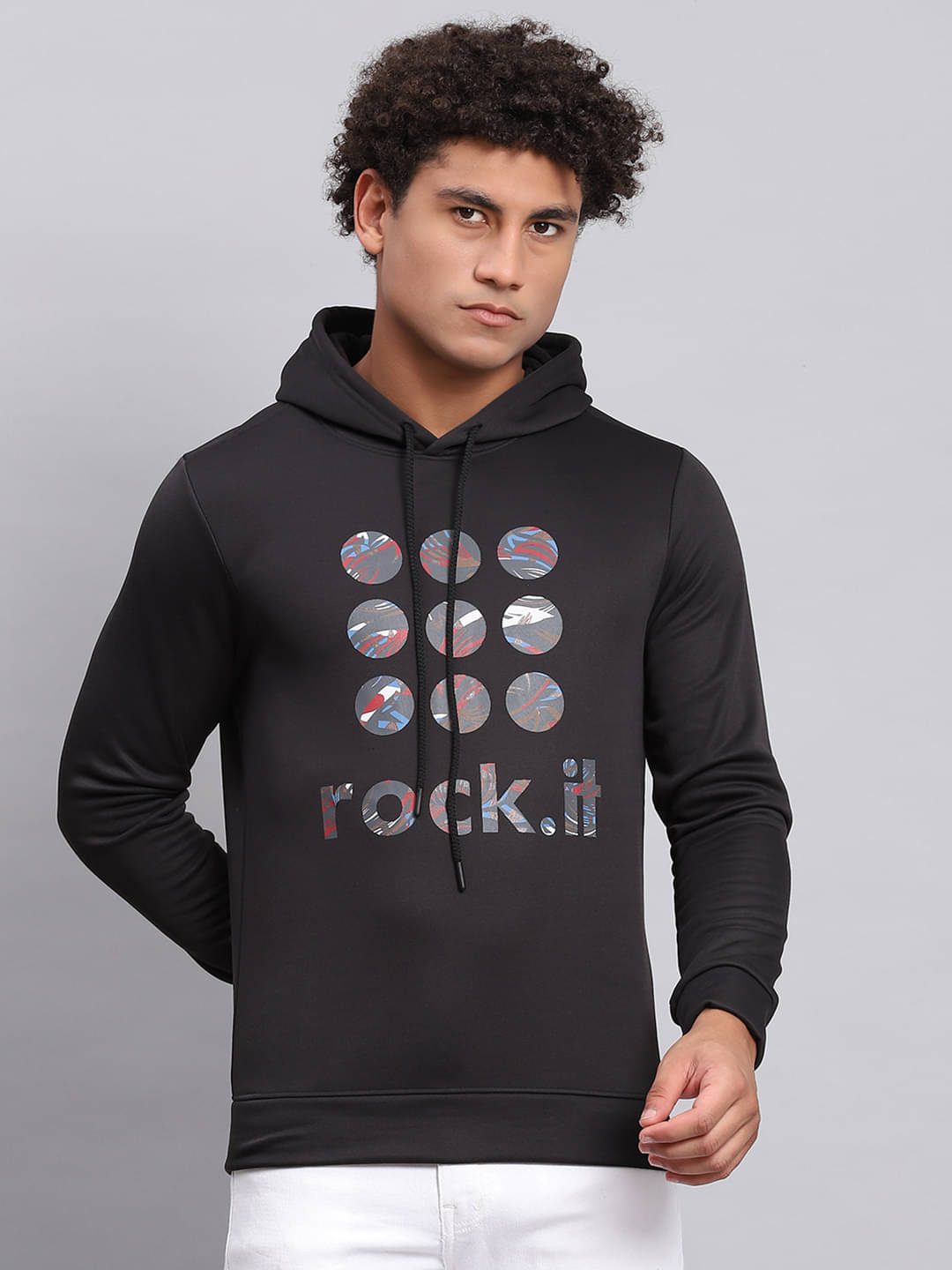 Rock.it Polyester Hooded Men's Sweatshirt - Black ( Pack of 1 ) Rock.it Polyester Hooded Men's Sweatshirt - Black ( Pack of 1 )