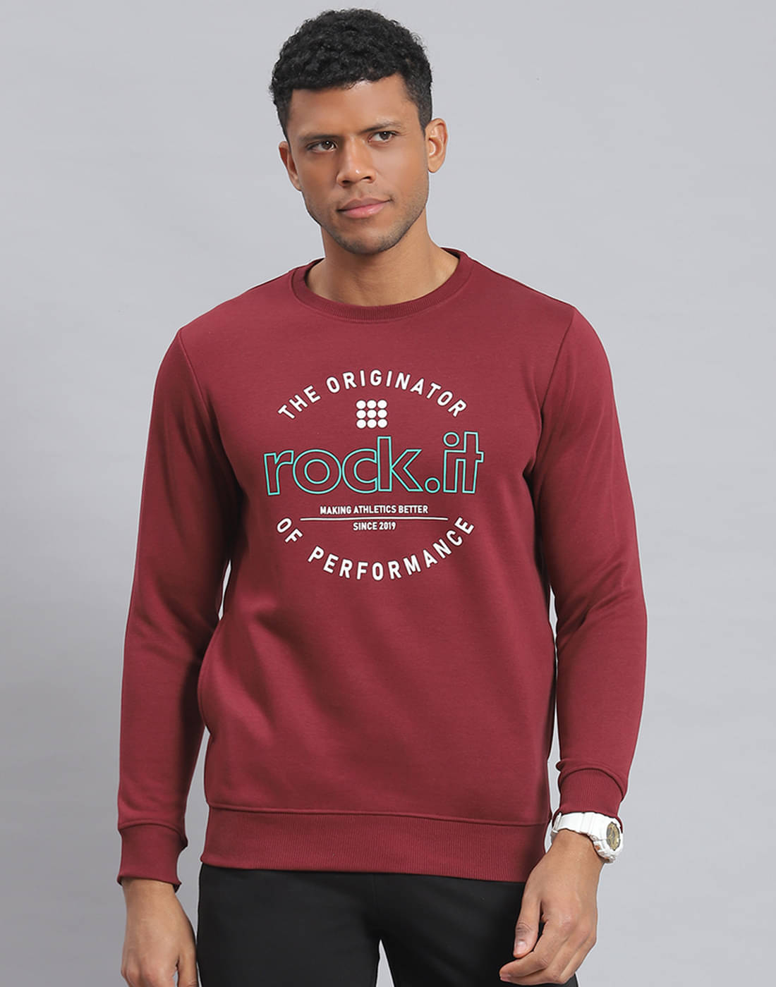     			Rock.it Polyester Round Neck Men's Sweatshirt - Maroon ( Pack of 1 )