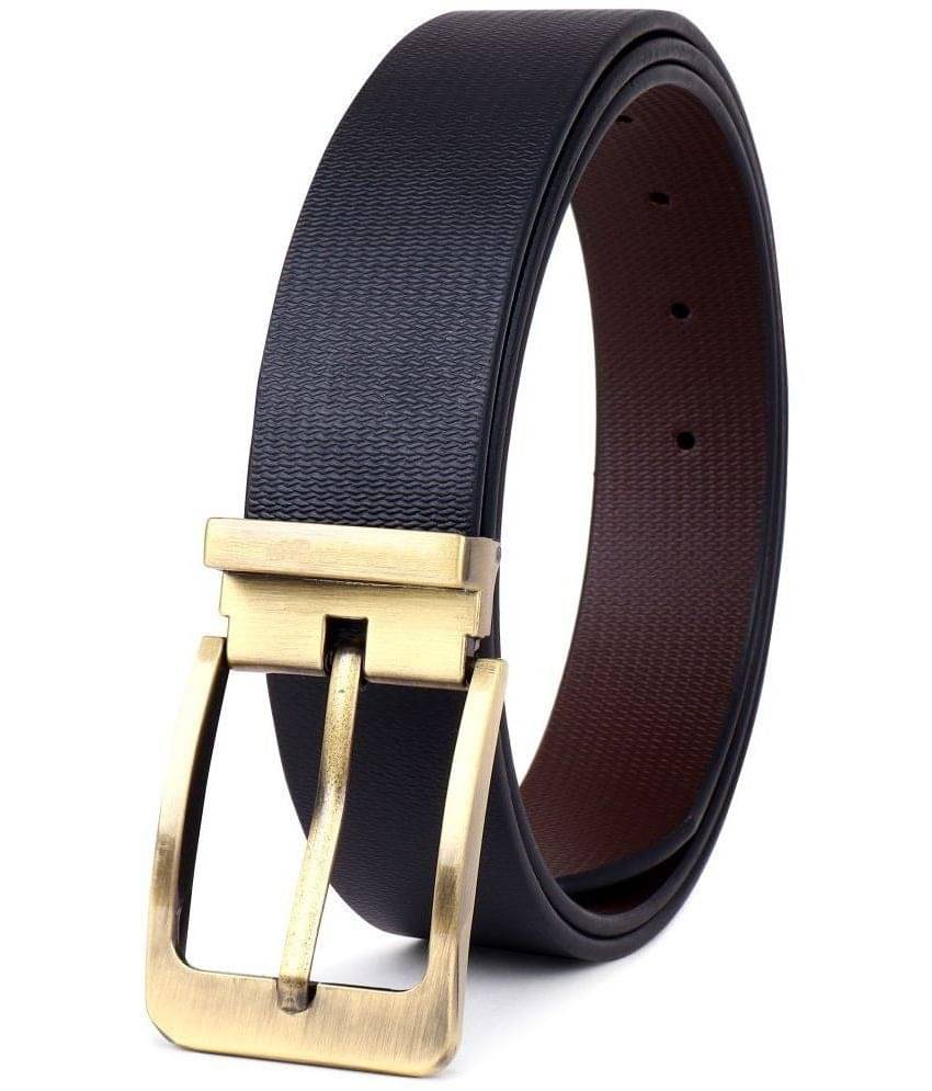     			SUNSHOPPING - Black 100% Leather Men's Reversible Belt ( Pack of 1 )