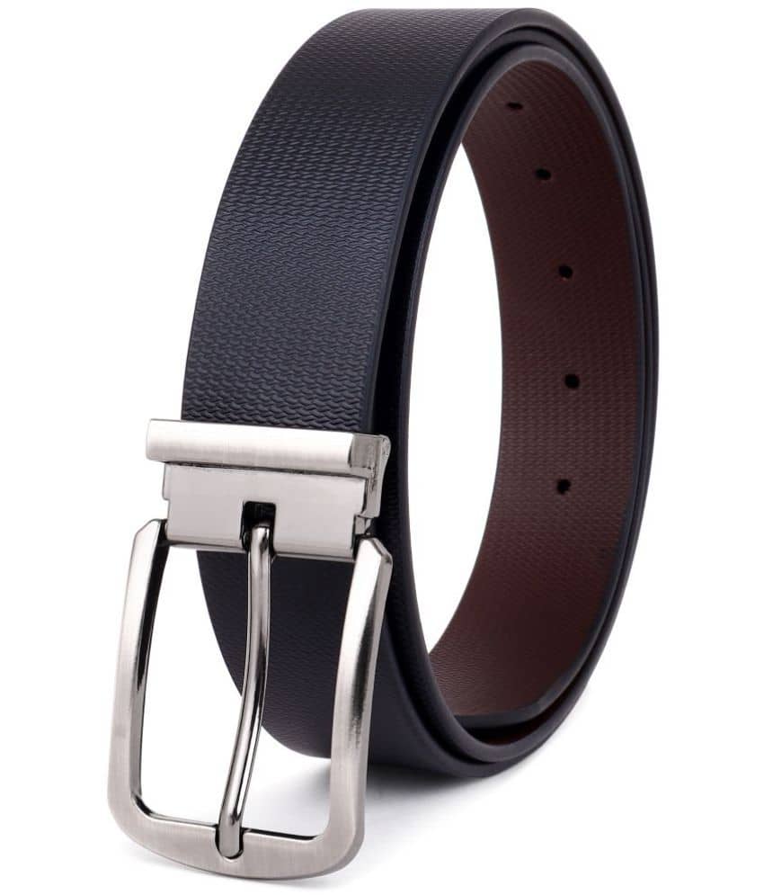 SUNSHOPPING - Black 100% Leather Men's Reversible Belt ( Pack of 1 )