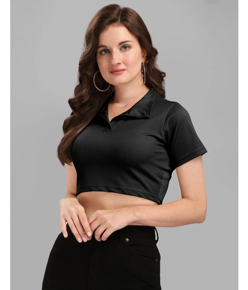     			Selvia Women's Polyester Crop Top ( Black )