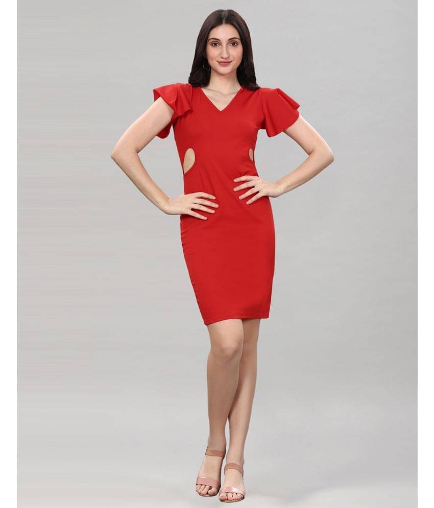 Selvia Women Lycra Solid Bodycon Dress ( Red ) Selvia Women Lycra Solid Bodycon Dress ( Red )