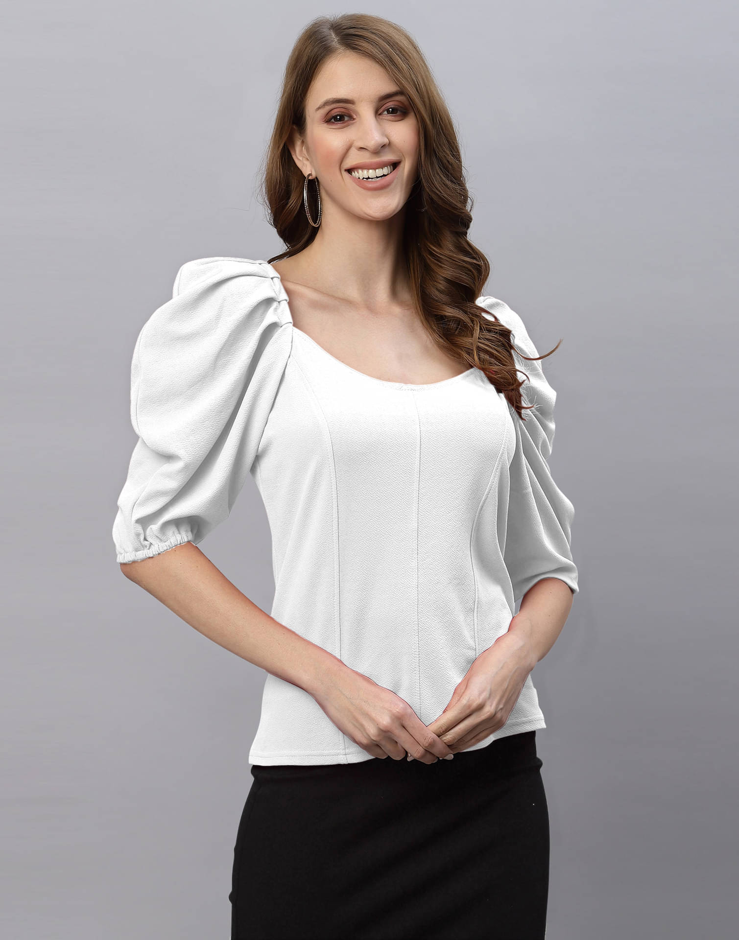    			Selvia Women's Polyester Regular Top ( White )