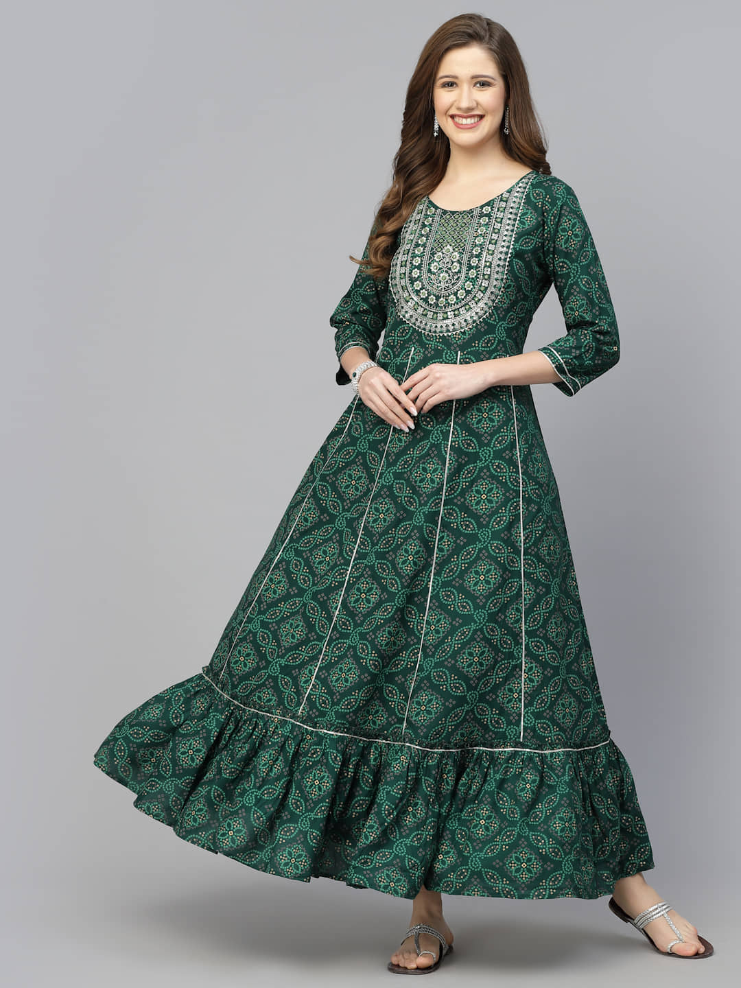 Stylum Rayon Printed Anarkali Women's Kurti - Green ( Pack of 1 ) - Kurtis, Tunics | Buy online on ZillyBuy