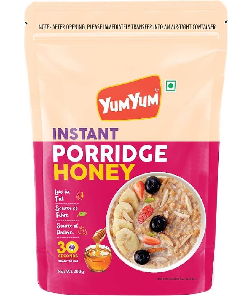 YUM YUM High Fiber Instant Roasted Porridge Honey Flavor Breakfast Cereals - 200gm
