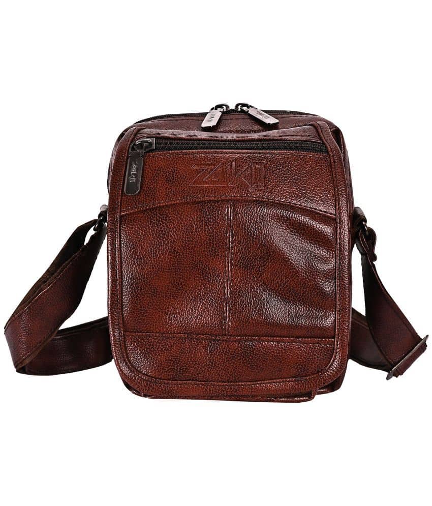ZAIKO BAGS Brown Textured Messenger Bag - Handbags | Buy online on ZillyBuy