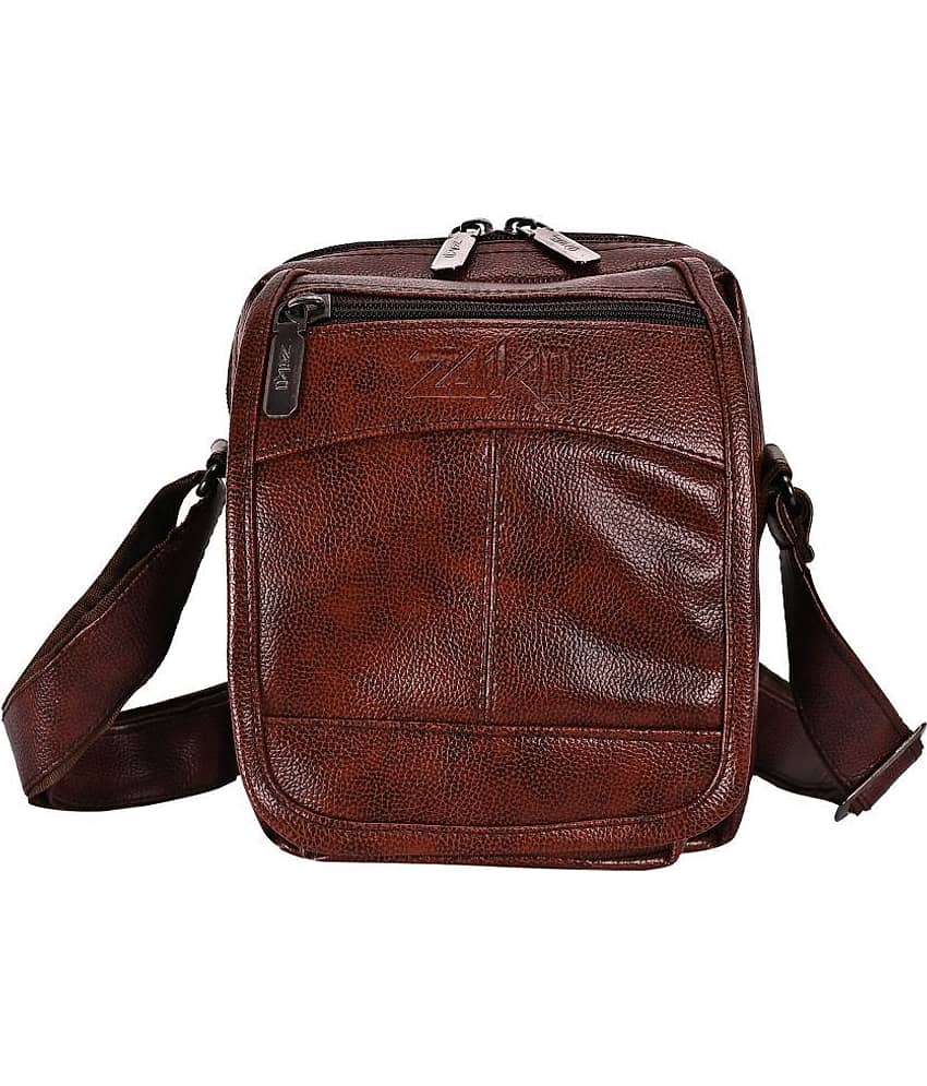 ZAIKO BAGS Brown Textured Messenger Bag - Handbags | Buy online on ZillyBuy