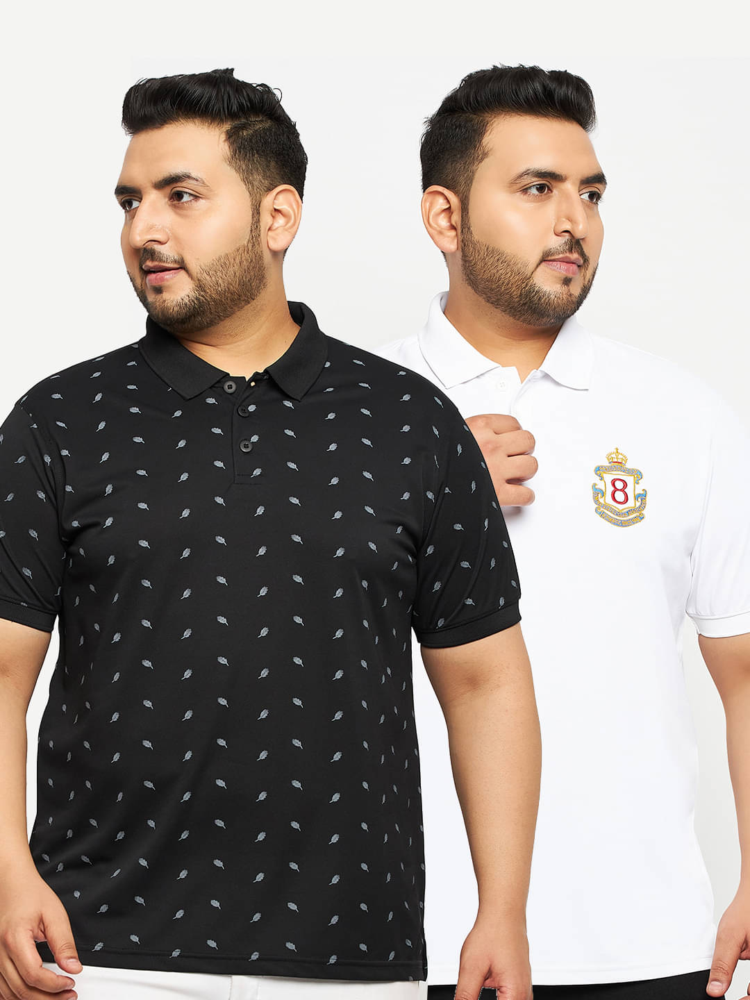     			Auxamis Pack of 2 Cotton Blend Regular Fit Printed Half Sleeves Men's Polo T Shirt ( Black )