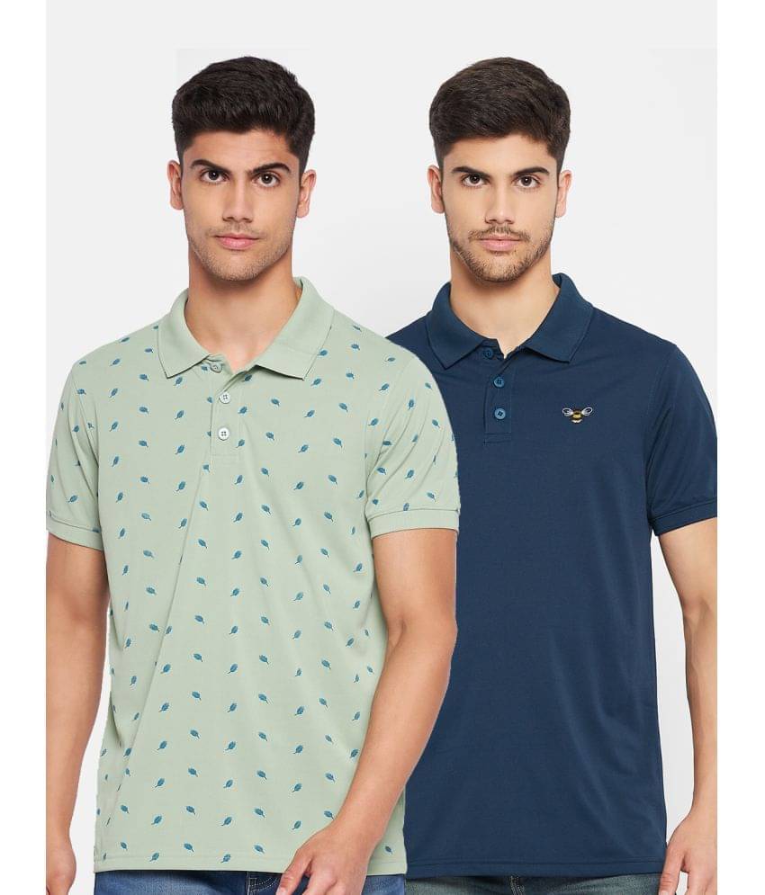     			Auxamis Pack of 2 Cotton Blend Regular Fit Printed Half Sleeves Men's Polo T Shirt ( Sea Green )