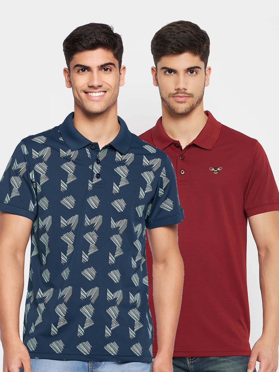 Auxamis Pack of 2 Cotton Blend Regular Fit Printed Half Sleeves Men's Polo T Shirt ( Navy Blue ) Auxamis Pack of 2 Cotton Blend Regular Fit Printed Half Sleeves Men's Polo T Shirt ( Navy Blue )