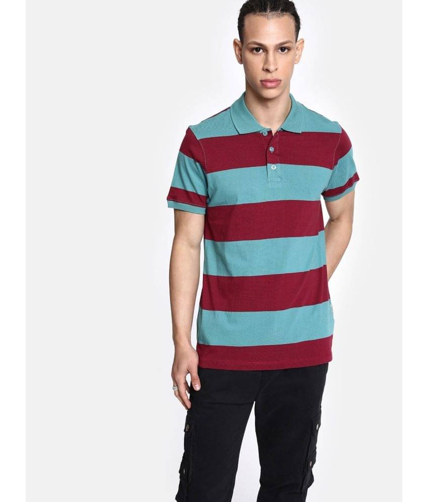    			Auxamis Pack of 1 Cotton Blend Regular Fit Colorblock Half Sleeves Men's Polo T Shirt ( Multicolor )