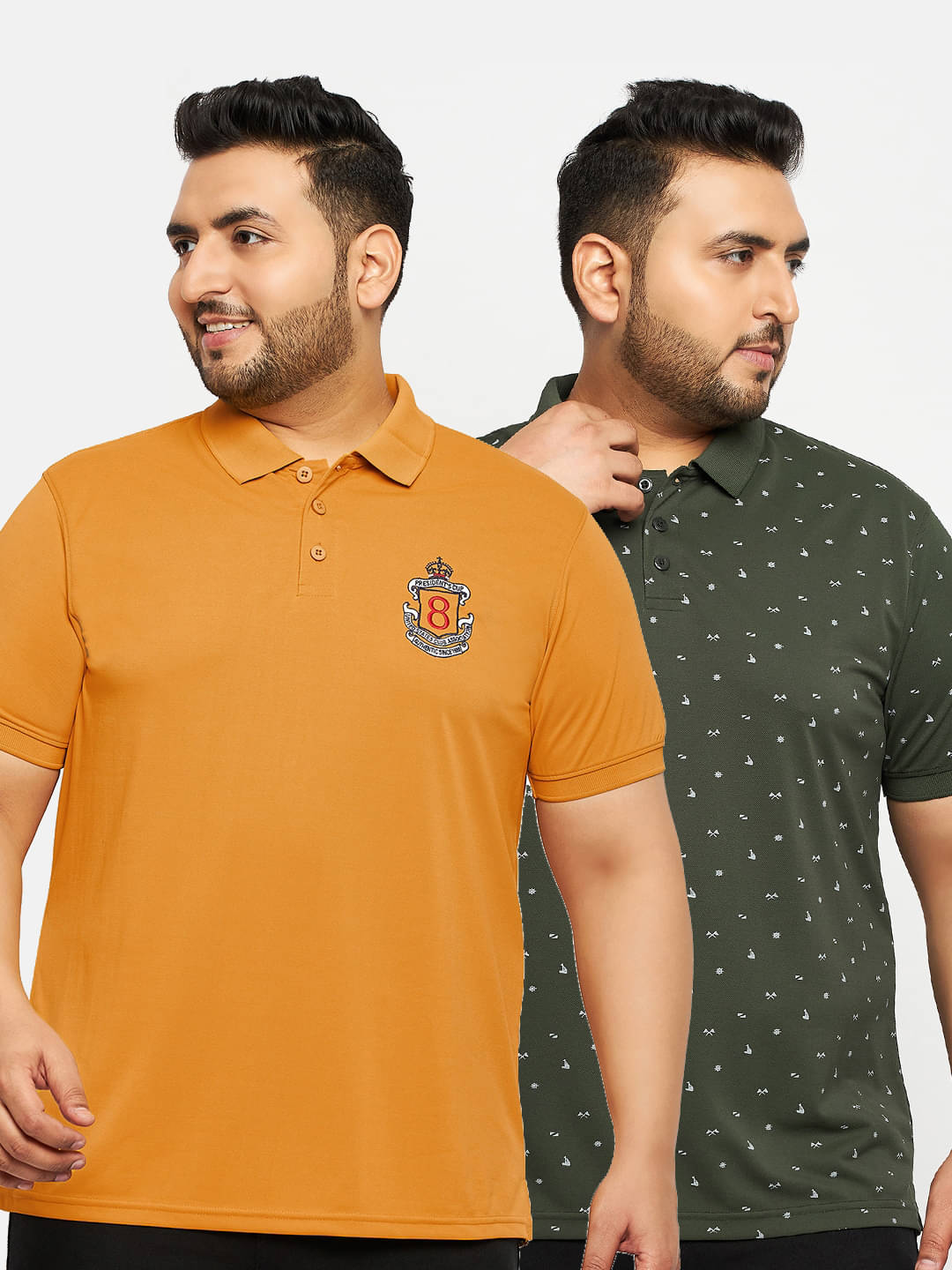 Auxamis Pack of 2 Cotton Blend Regular Fit Embroidered Half Sleeves Men's Polo T Shirt ( Mustard ) Auxamis Pack of 2 Cotton Blend Regular Fit Embroidered Half Sleeves Men's Polo T Shirt ( Mustard )