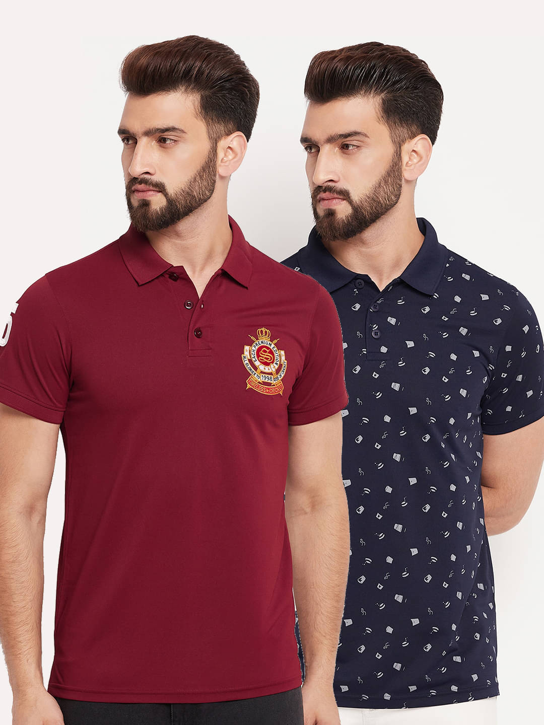 Auxamis Pack of 2 Cotton Blend Regular Fit Embroidered Half Sleeves Men's Polo T Shirt ( Maroon ) Auxamis Pack of 2 Cotton Blend Regular Fit Embroidered Half Sleeves Men's Polo T Shirt ( Maroon )