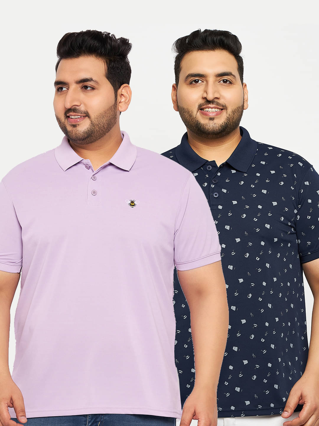 Auxamis Pack of 2 Cotton Blend Regular Fit Solid Half Sleeves Men's Polo T Shirt ( Purple )     			Auxamis Pack of 2 Cotton Blend Regular Fit Solid Half Sleeves Men's Polo T Shirt ( Purple )