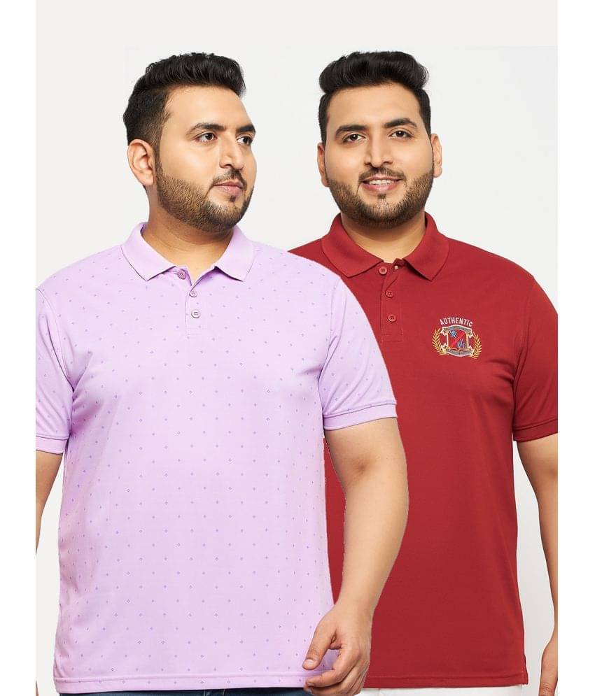 Auxamis Pack of 2 Cotton Blend Regular Fit Printed Half Sleeves Men's Polo T Shirt ( Lavender ) Auxamis Pack of 2 Cotton Blend Regular Fit Printed Half Sleeves Men's Polo T Shirt ( Lavender )