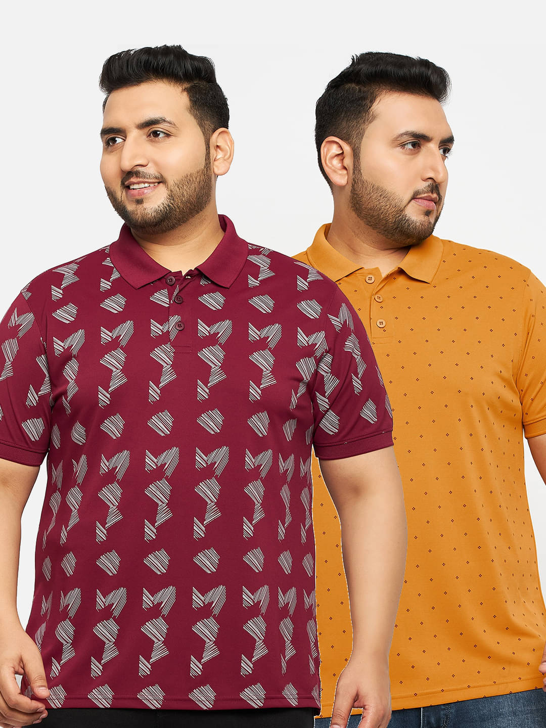     			Auxamis Pack of 2 Cotton Blend Regular Fit Printed Half Sleeves Men's Polo T Shirt ( Maroon )