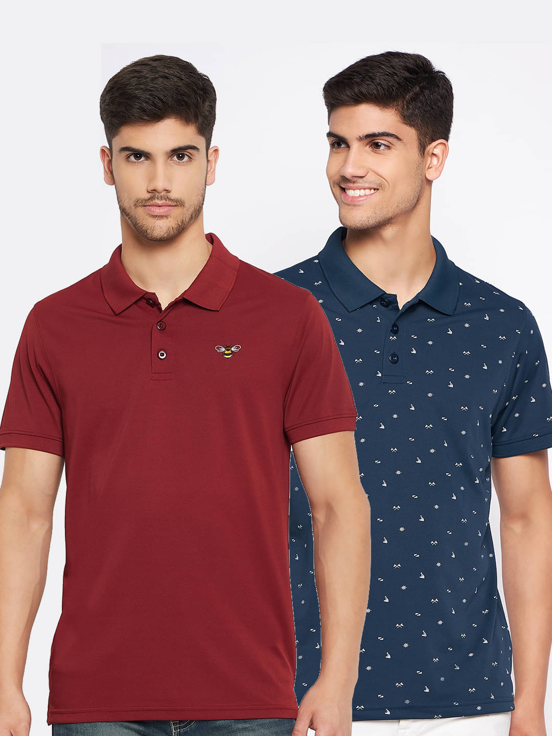     			Auxamis Pack of 2 Cotton Blend Regular Fit Solid Half Sleeves Men's Polo T Shirt ( Maroon )