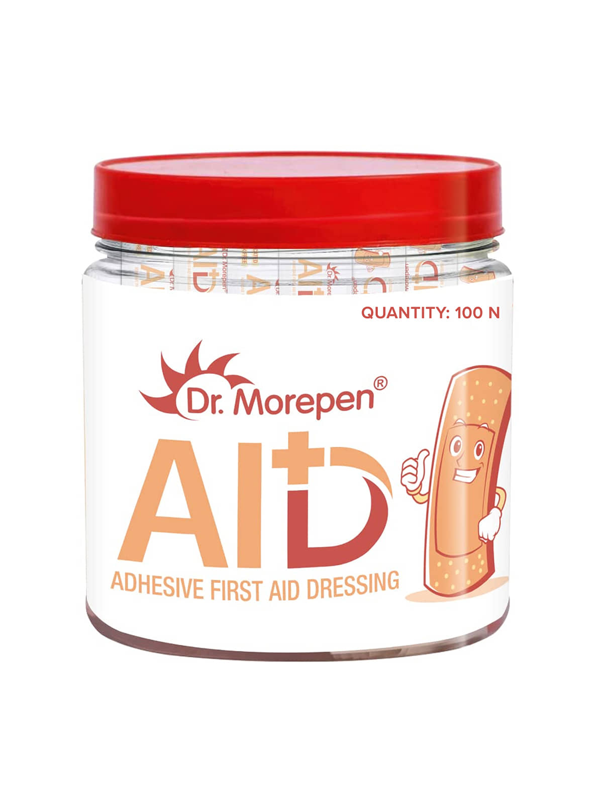 Dr. Morepen Antiseptic Waterproof Bandaid - 100 Pcs Latex Free Bandaid