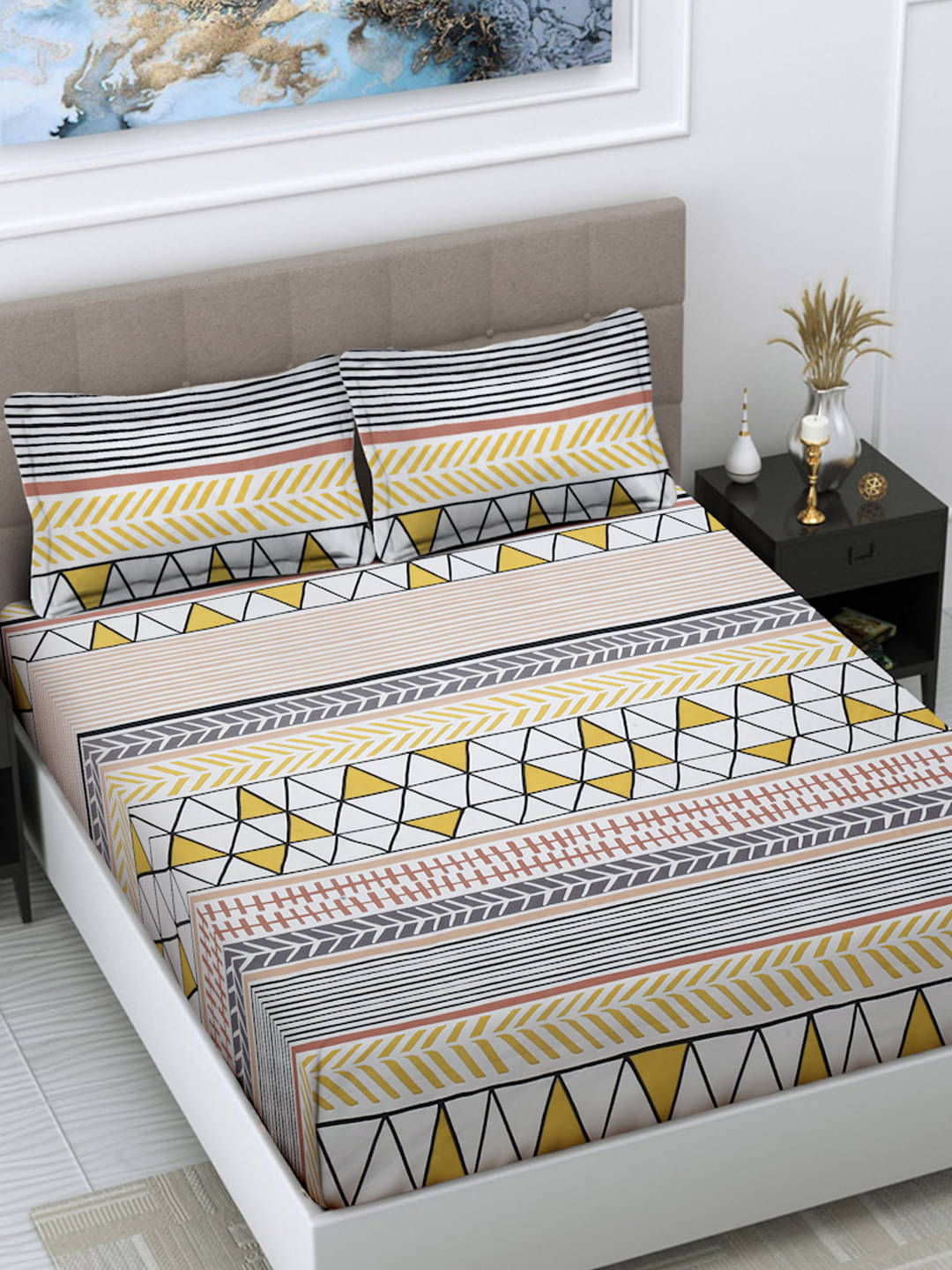FABINALIV Poly Cotton 1 Double Bedsheet with 2 Pillow Covers ( White ) FABINALIV Poly Cotton 1 Double Bedsheet with 2 Pillow Covers ( White )