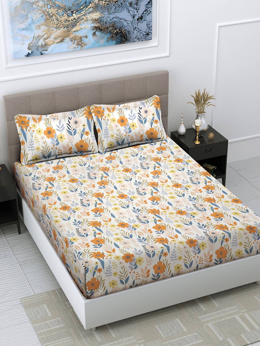 FABINALIV Poly Cotton 1 Double Bedsheet with 2 Pillow Covers ( Cream )     			FABINALIV Poly Cotton 1 Double Bedsheet with 2 Pillow Covers ( Cream )