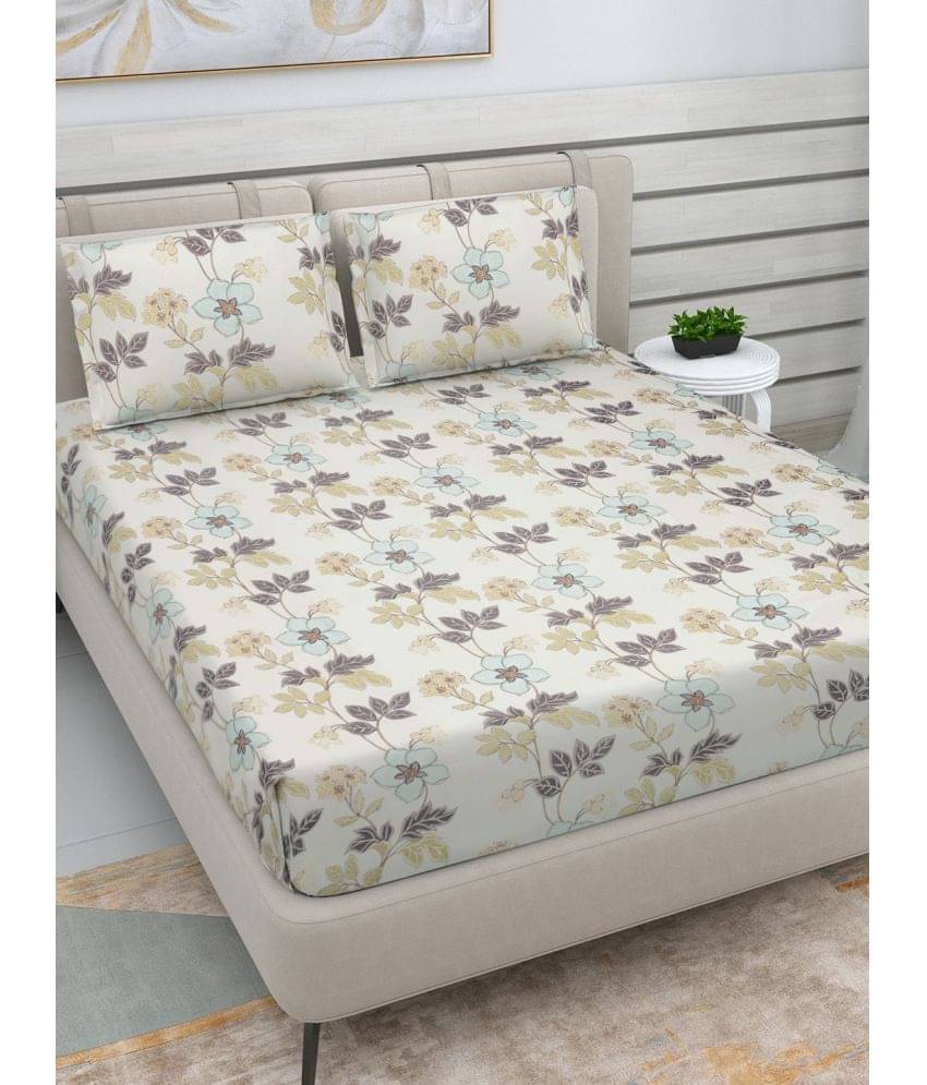     			FABINALIV Poly Cotton 1 Double Bedsheet with 2 Pillow Covers ( Cream )
