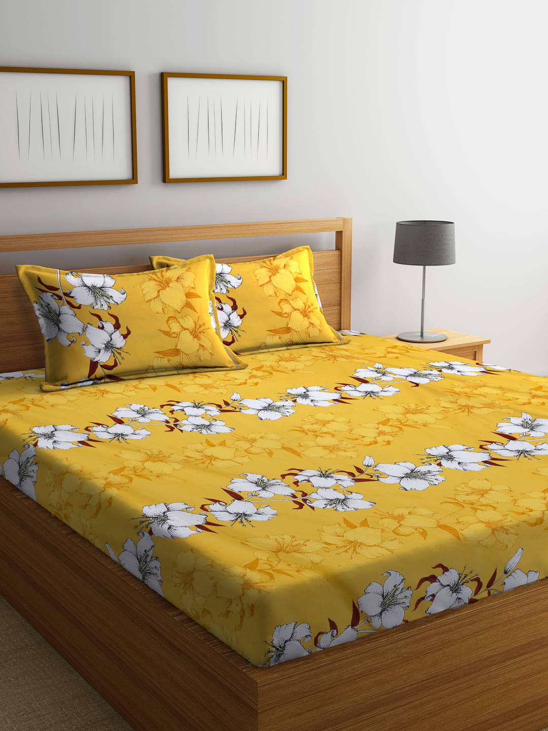 FABINALIV Poly Cotton 1 Double Bedsheet with 2 Pillow Covers ( Yellow ) FABINALIV Poly Cotton 1 Double Bedsheet with 2 Pillow Covers ( Yellow )