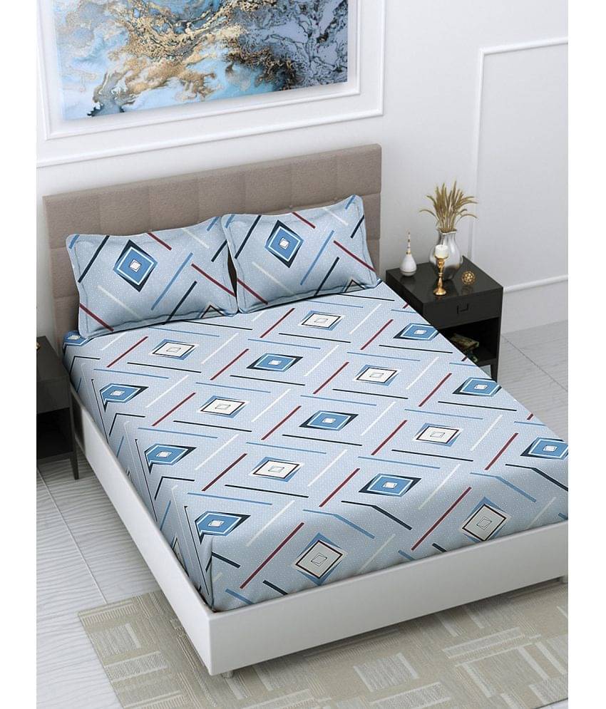     			FABINALIV Poly Cotton 1 Double Bedsheet with 2 Pillow Covers ( Navy )