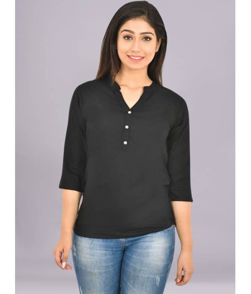 FABISHO Women Solid Rayon Shirt ( Black )