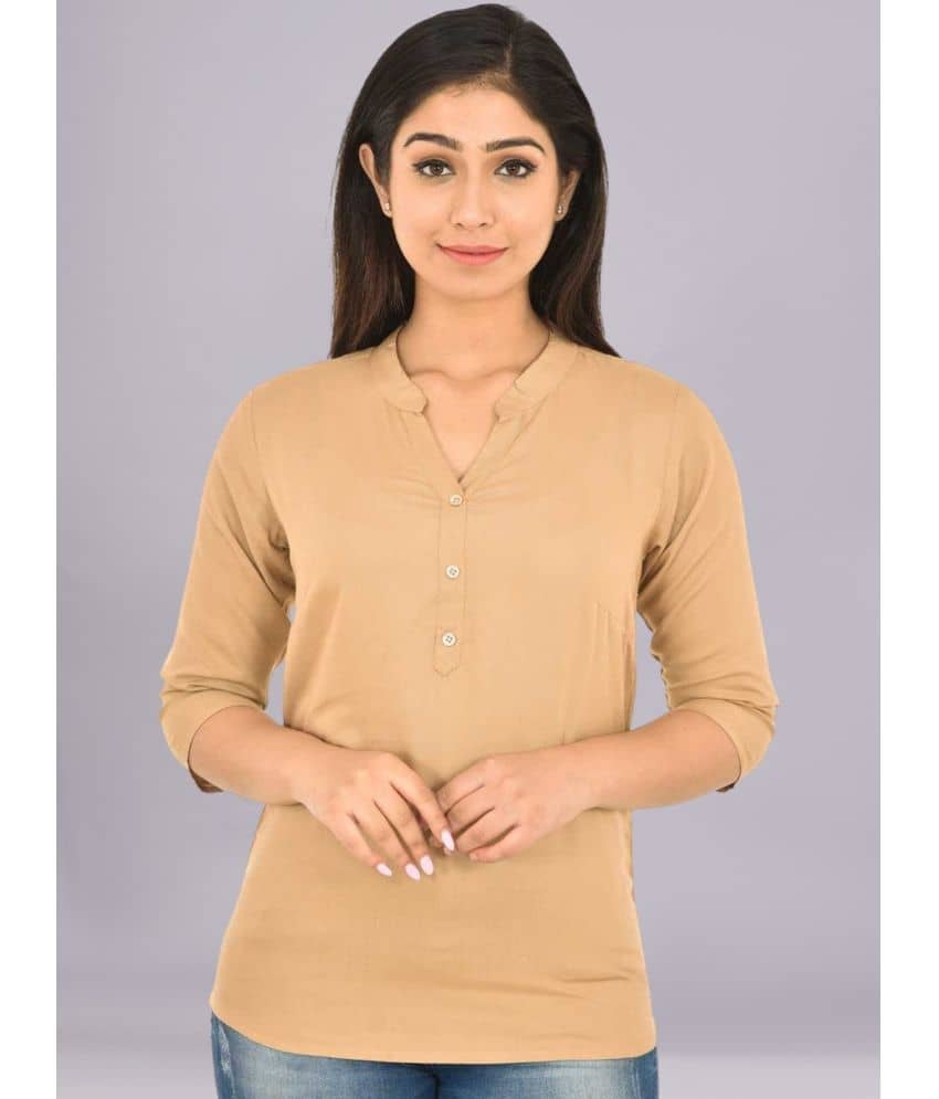 FABISHO Women Solid Rayon Shirt ( Brown )