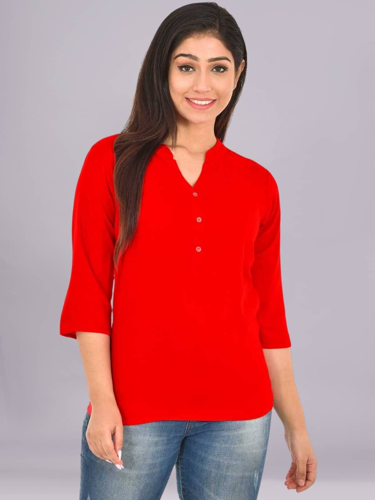 FABISHO Women's Rayon Regular Top ( Red ) FABISHO Women's Rayon Regular Top ( Red )