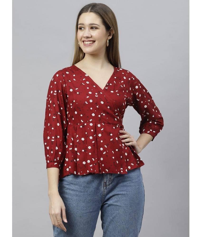     			Flamboyant Women's Rayon Peplum Top ( Maroon )