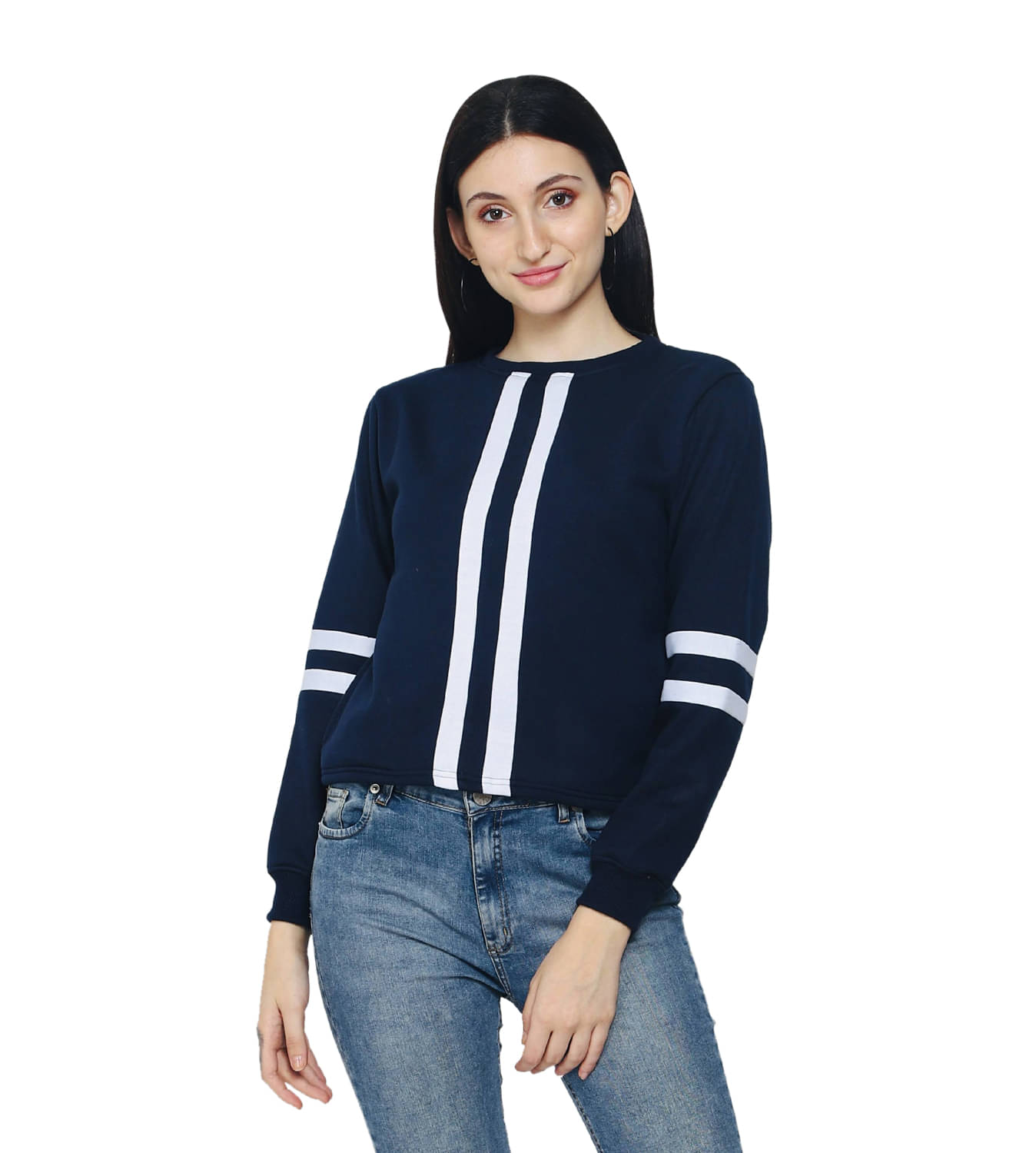     			Flamboyant Poly Cotton Women's Non Hooded Sweatshirt ( Navy )